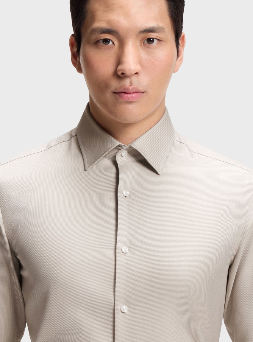 BOSS Slim-Fit Shirt In Easy-Iron Cotton Twill  H-HANK-K-C1-261 - Beige