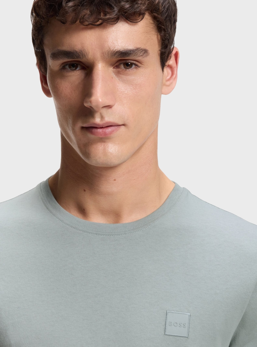BOSS Cotton-Jersey T-Shirt With Logo Patch  Tales - Light Grey