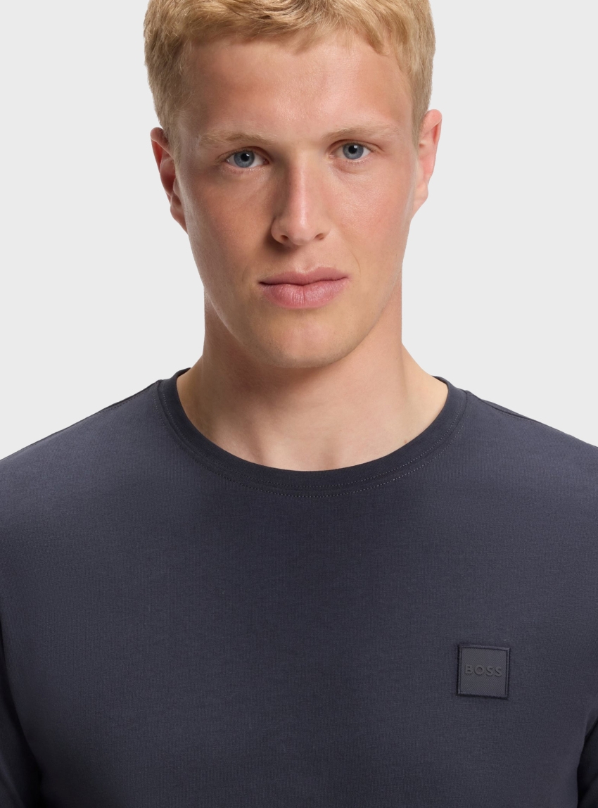 BOSS Cotton-Jersey T-Shirt With Logo Patch  Tales - Dark Blue