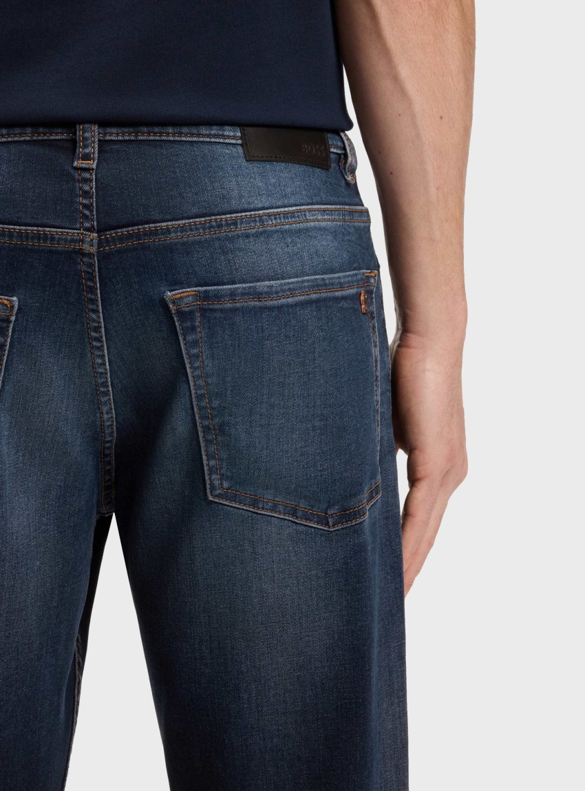 BOSS Regular-Fit Blue-Black Jeans In Soft Motion Denim RE.MAINE BO - Dark Aged Denim