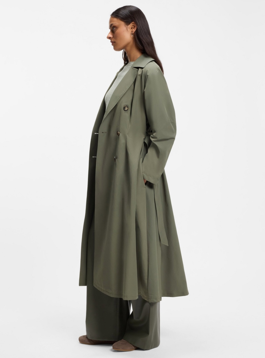 BOSS Water-Repellent Trench Coat With Belt Calili - Olive 