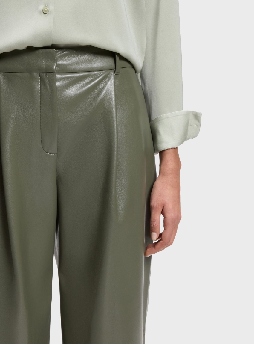 BOSS Wide-Leg Pants In Faux Leather Tiana4-M - Olive 