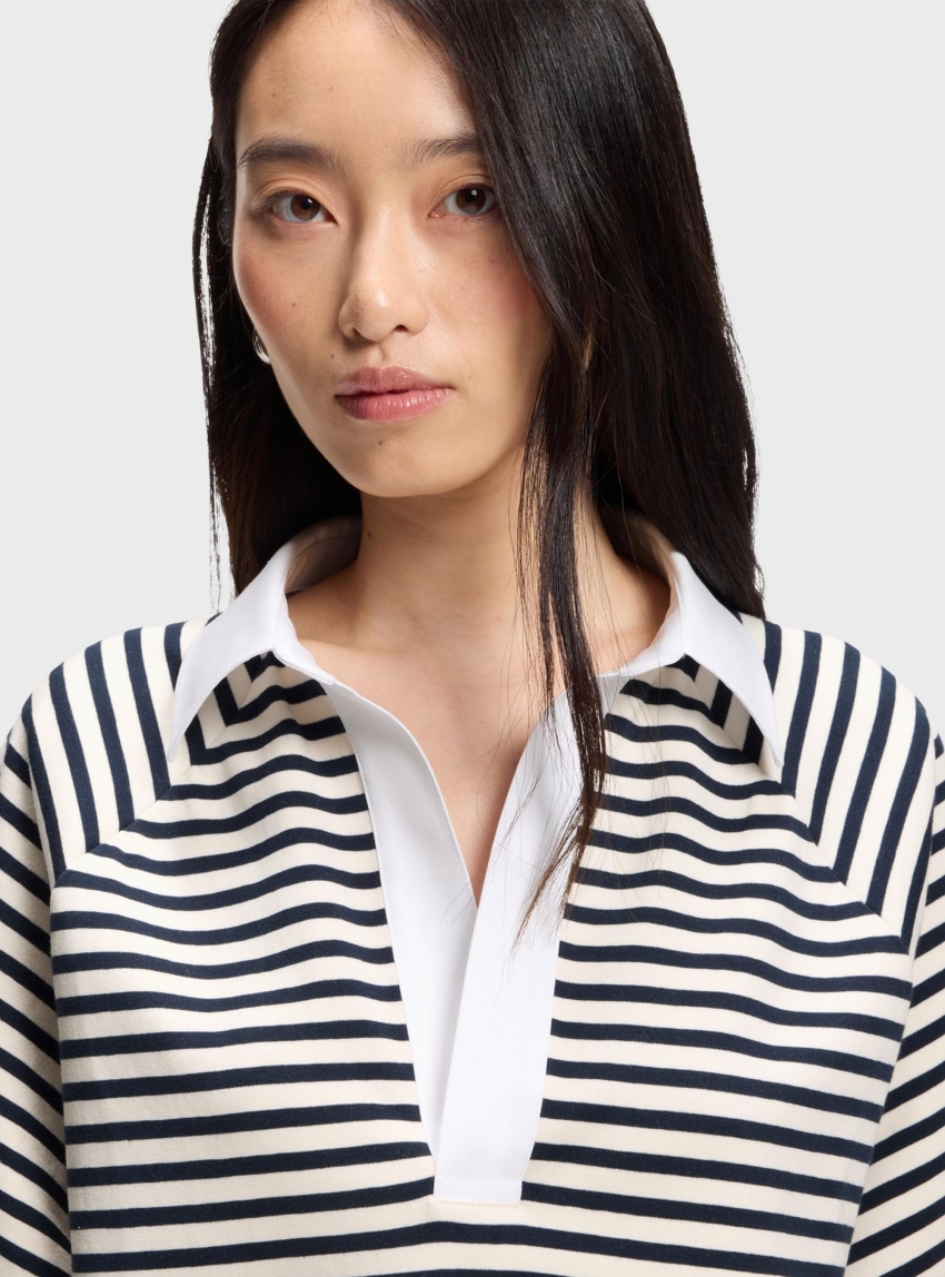 BOSS Striped Cotton-Blend Sweatshirt With Johnny Collar Essipa_striped - Striped