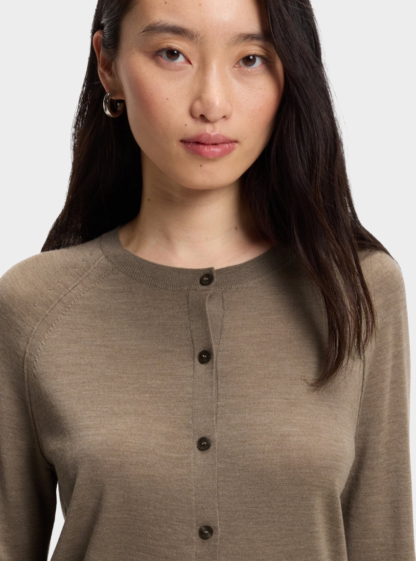 BOSS Superfine Merino Wool Cardigan Fonami - Light Brown
