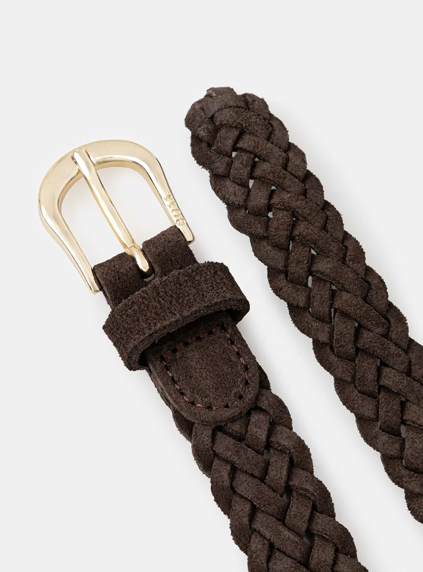 BOSS Braided Belt Carol-WnSd_Sz20 - Dark Brown
