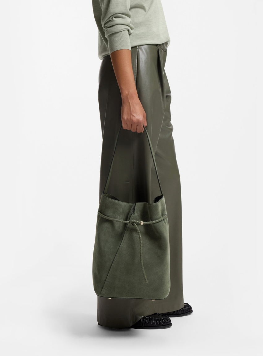 BOSS Revers Bucket Bag In Suede With Braided Belt BOSS REVERS BUCKET S - Olive 