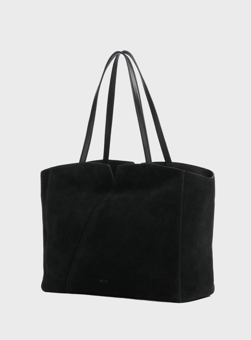 BOSS Revers Tote Bag In Suede With Braided Belt BOSS REVERS TOTE S - Black