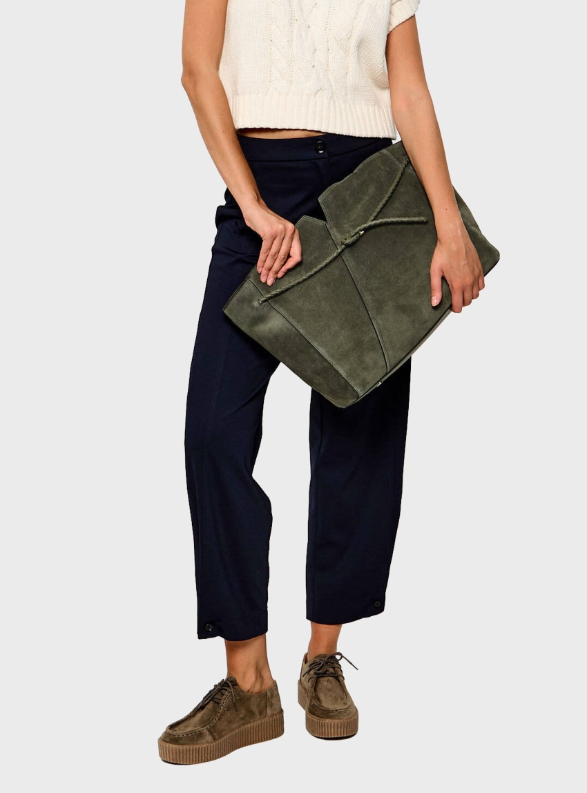 BOSS Revers Tote Bag In Suede With Braided Belt BOSS REVERS TOTE S - Olive 