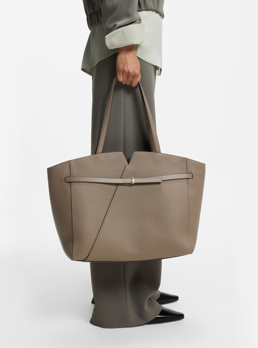 BOSS Revers Tote Bag In Suede With Braided Belt BOSS REVERS TOTE - Light Brown