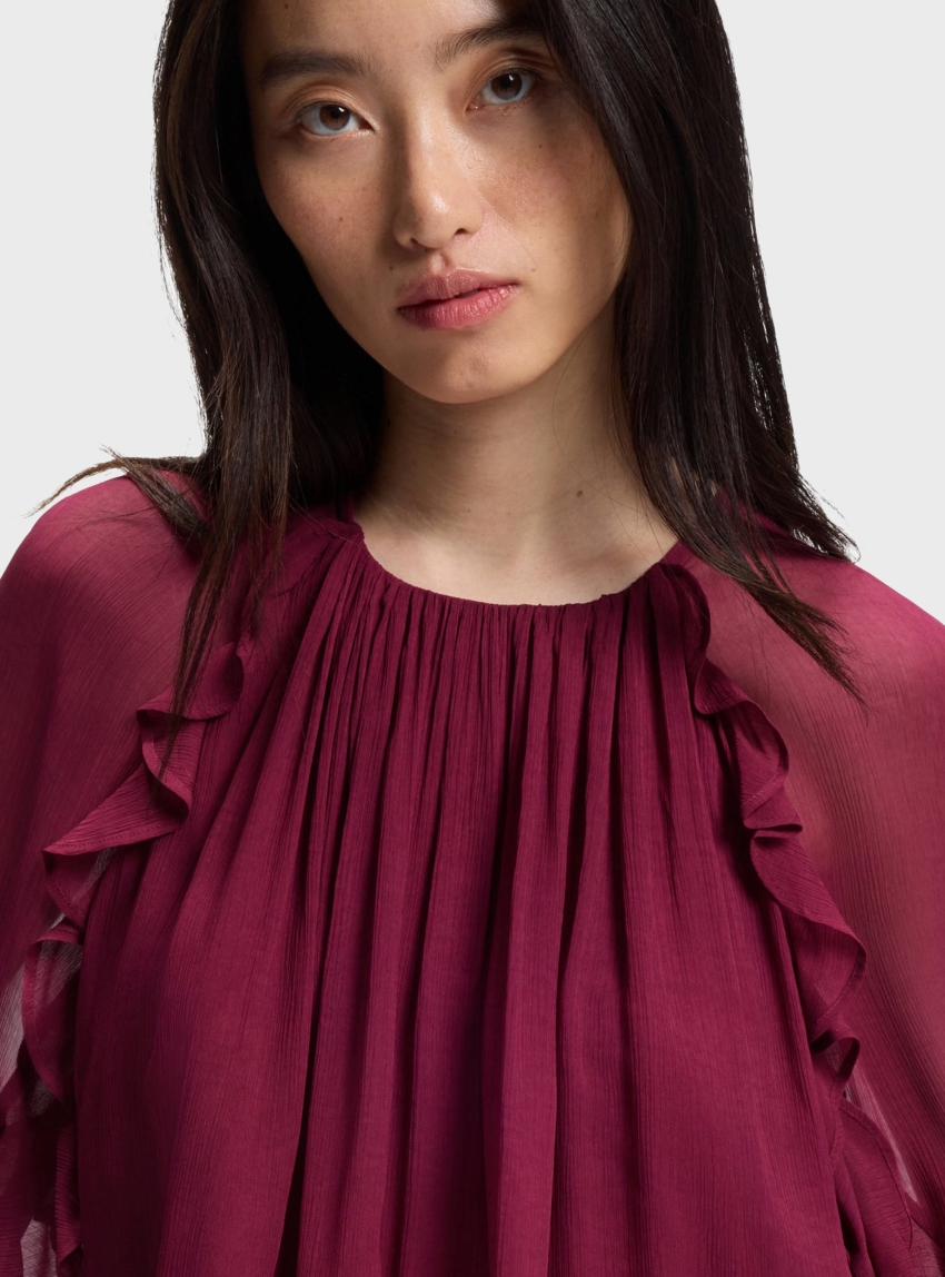 BOSS Regular-Fit Blouse In Light Creponne Fabric  C_Bradia - Bordeaux