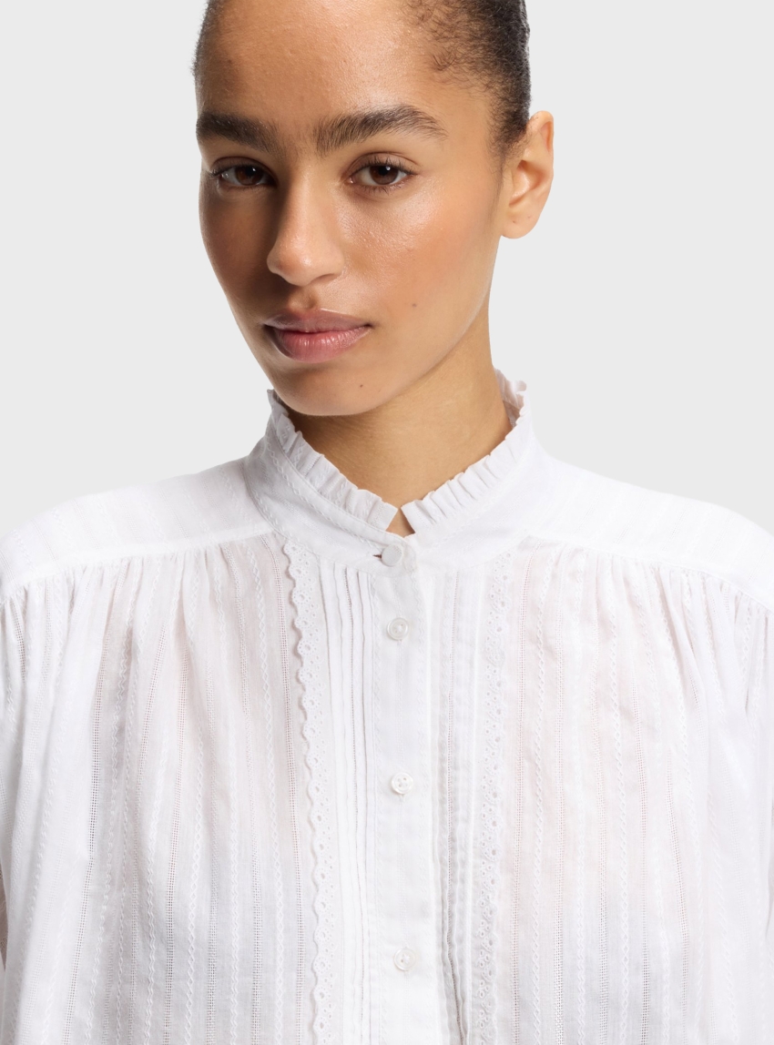 BOSS Relaxed-Fit Cotton Shirt With Balloon Sleeves  C_Biley - White