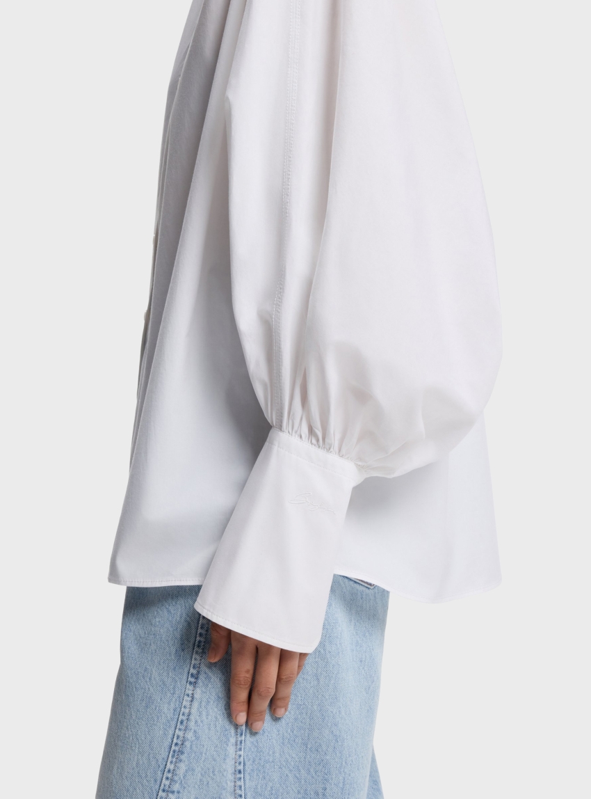 BOSS Regular-Fit Cotton-Poplin Shirt With Kimono Sleeves C_Betta_1 - White