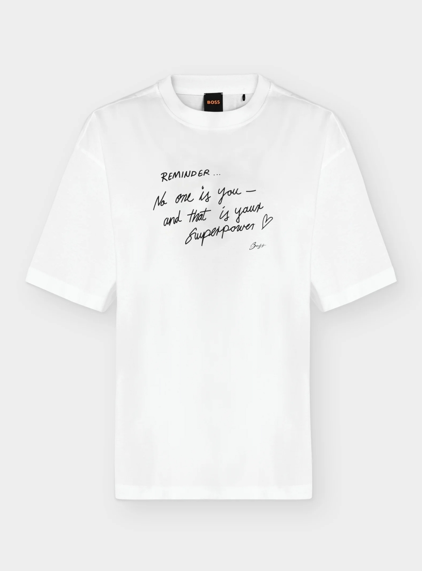 BOSS Cotton-Jersey T-Shirt With Slogan Artwork C_Eboys_3 - White