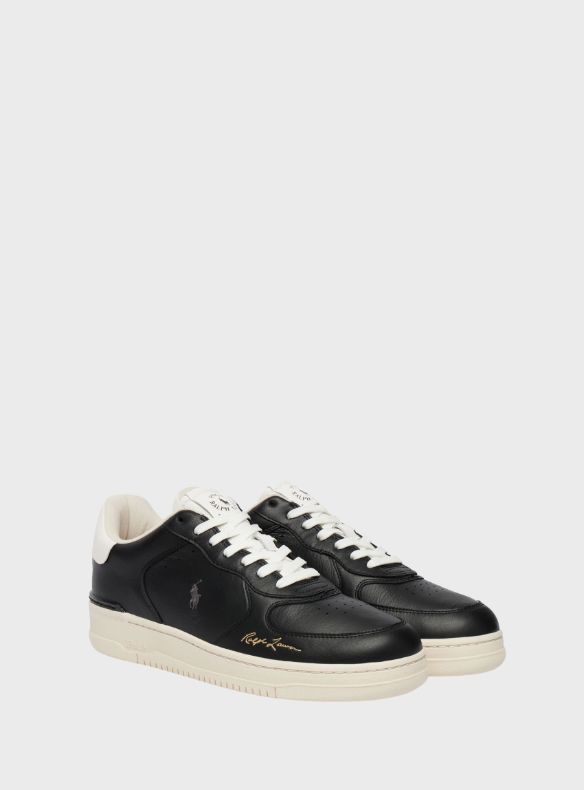 Polo Ralph Lauren Masters Court Leather Trainers - Black