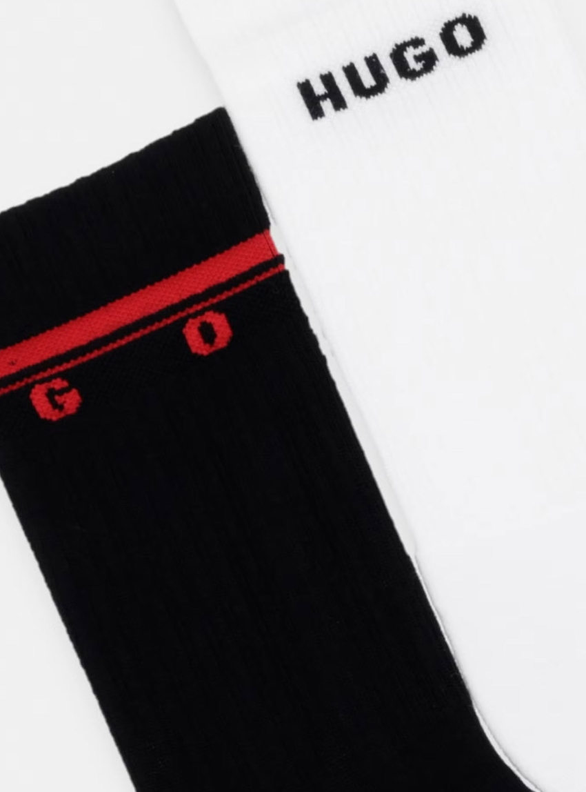 HUGO Three-Pack Of Ribbed Short Socks With Logos 3P QS RIB SPACED MD - Multi Colors
