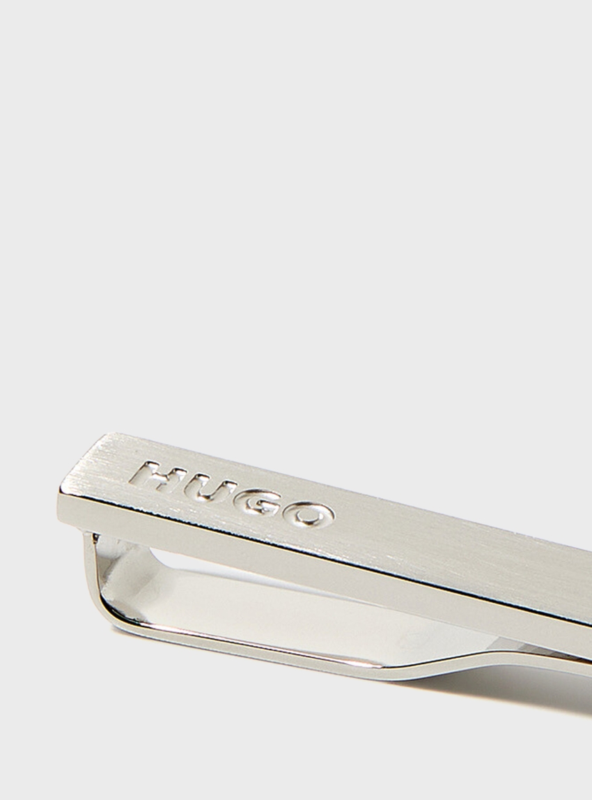 HUGO Tie Clip With Engraved Logo E-CLASSIC2-TIE - Grey