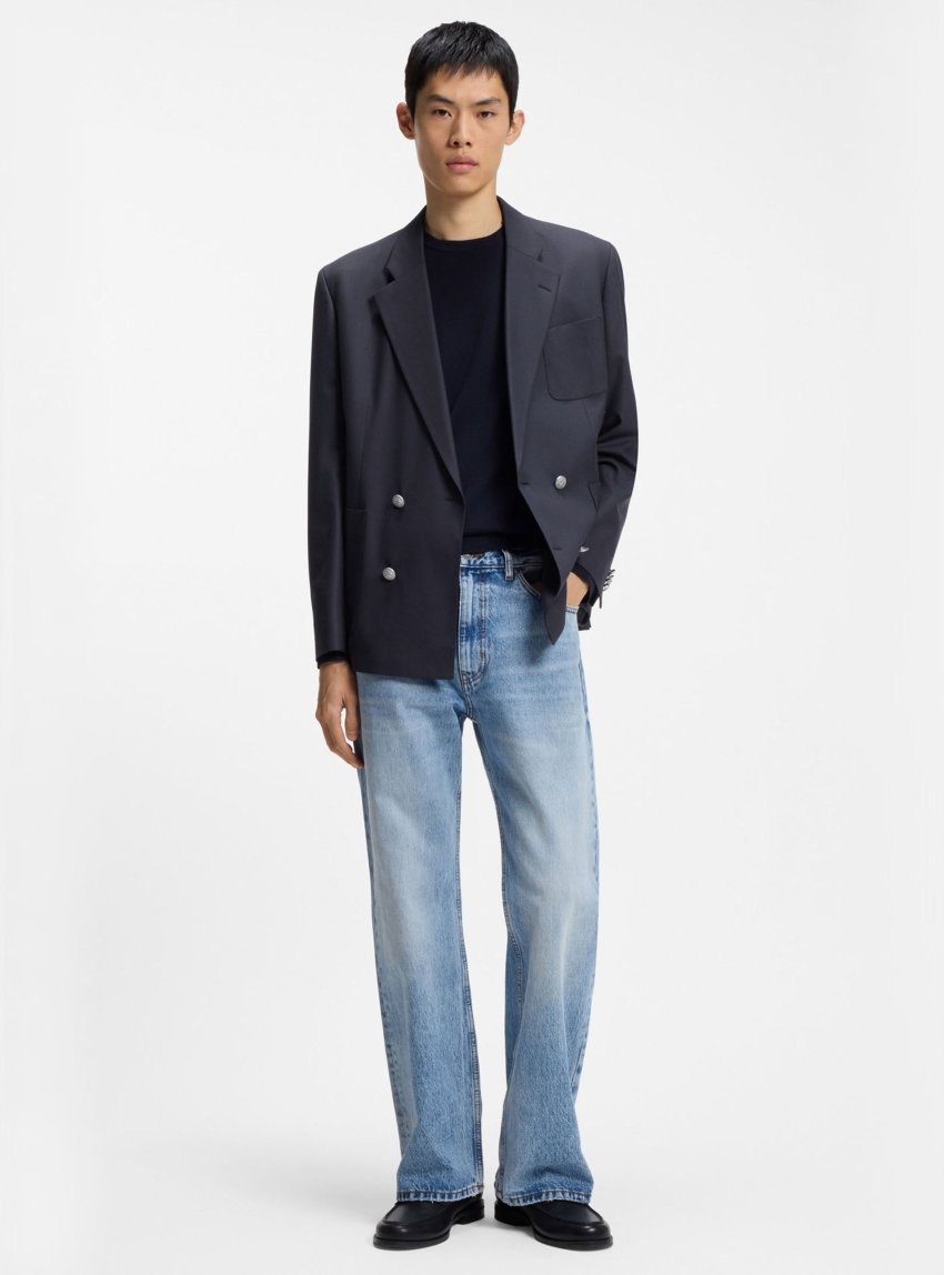 HUGO Modern-Fit Blazer In Wool-Blend Poplin Kris251F2X - Dark Blue