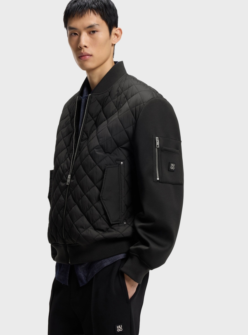HUGO Water-Repellent Jacket In Mixed Materials Bilaro2631 - Black