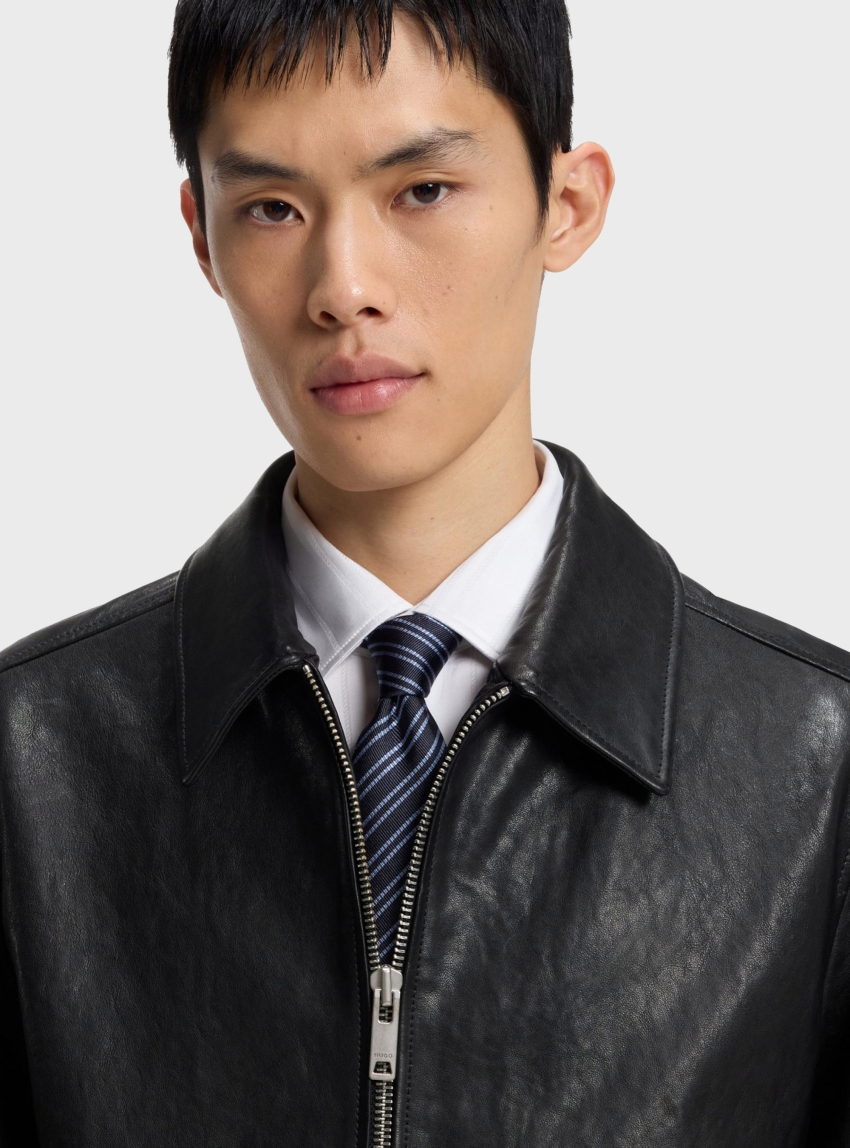 HUGO Regular-Fit Jacket In Nappa Leather  Liro - Black