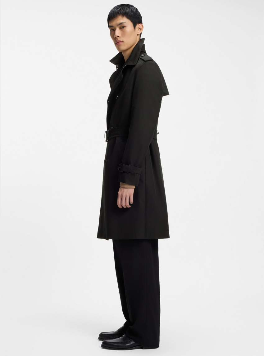 HUGO Water-Repellent Trench Coat In Cotton-Blend Twill  Maluks2631 - Black