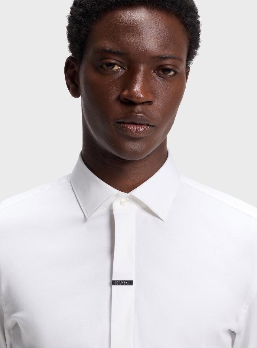 HUGO Slim-Fit Business Shirt In Stretch Cotton Kenno - White