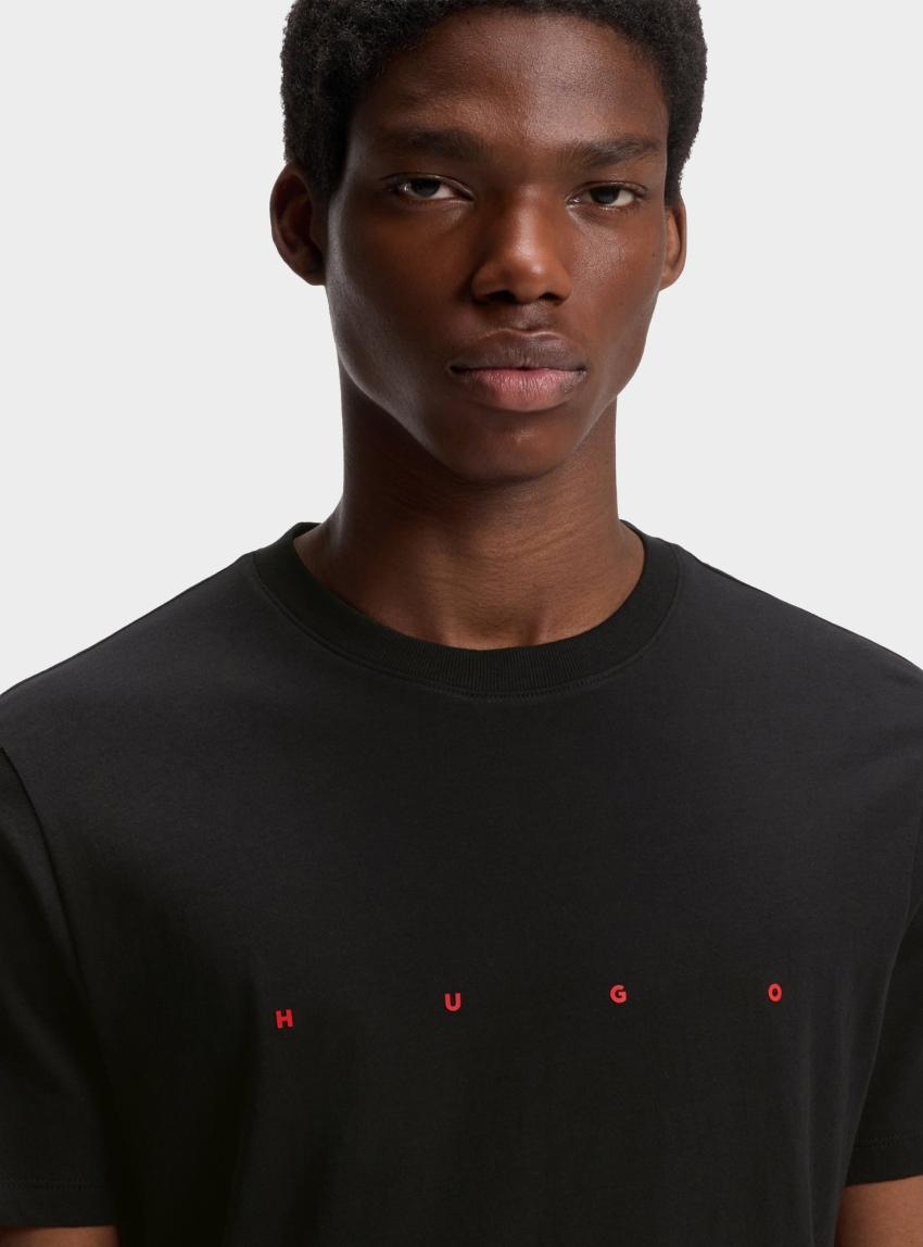 HUGO Cotton-Jersey T-Shirt With Logo Detail Dorosi - Black