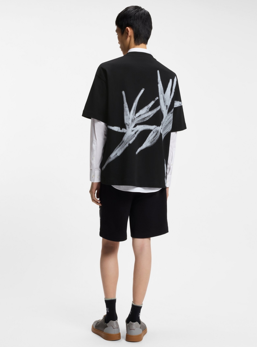 HUGO Oversize-Fit Cotton T-Shirt With Bold Printed Logo Dariso - Black