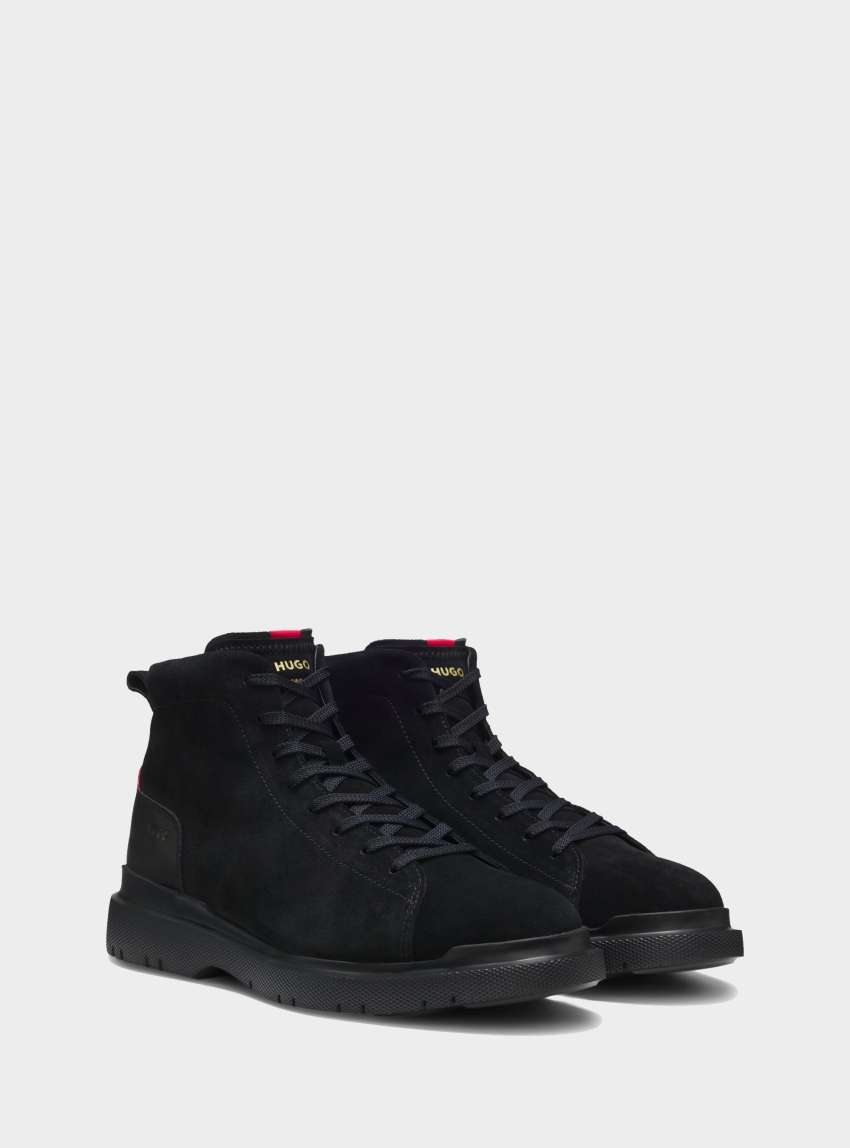HUGO Suede Ankle Boots With Leather Trim Nash_halb_sdlt - Black