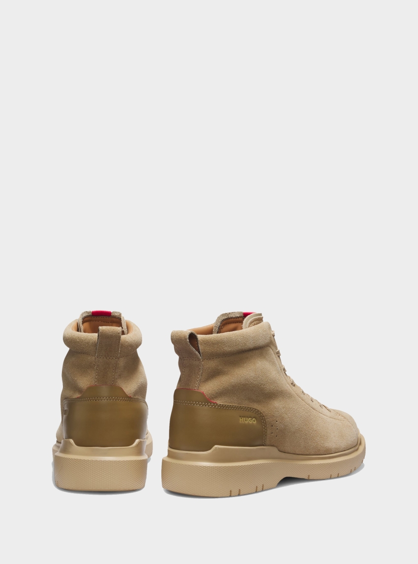 HUGO Suede Ankle Boots With Leather Trim Nash_halb_sdlt - Light Beige
