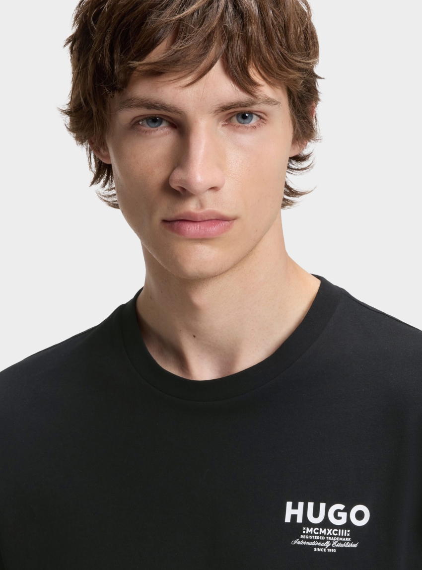 HUGO Regular-Fit Cotton T-Shirt With Logo Print  Nesptee - Black