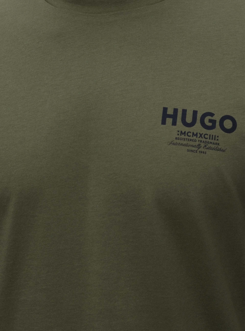 HUGO Regular-Fit Cotton T-Shirt With Logo Print  Nesptee - Olive 