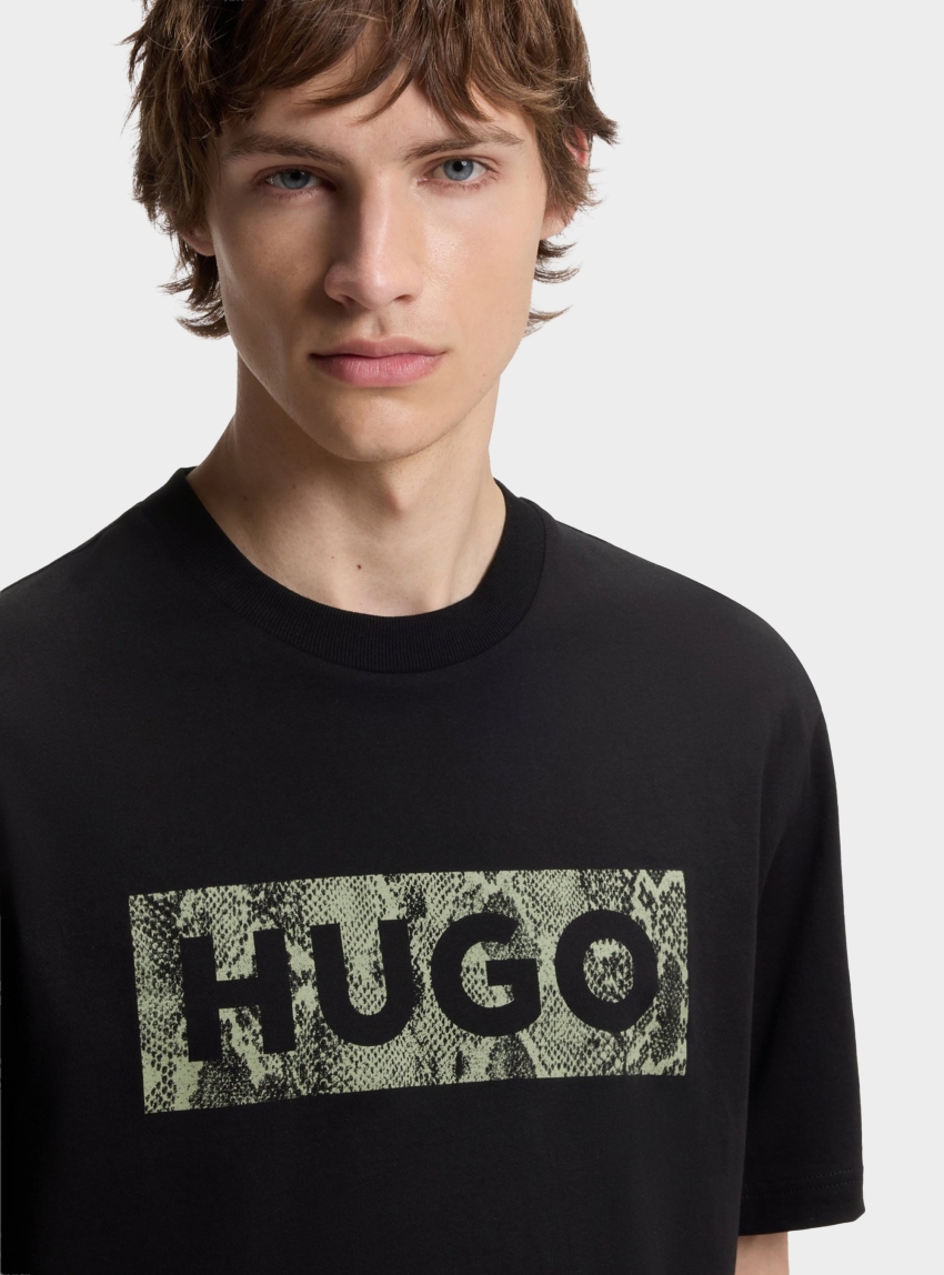 HUGO Logo-Graphic T-Shirt In Cotton Jersey  Nerpient - Black