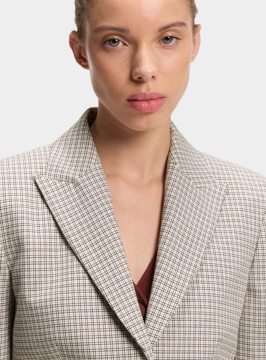 HUGO Regular-Fit Blazer With Micro Check Asmalla - Light Beige