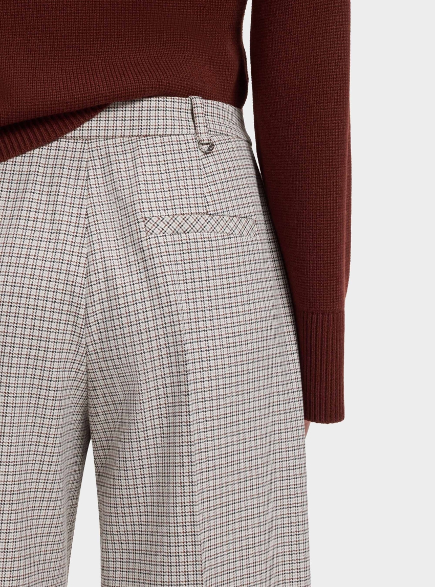 HUGO Wide-Leg Trousers With Micro Check Herberta - Light Beige