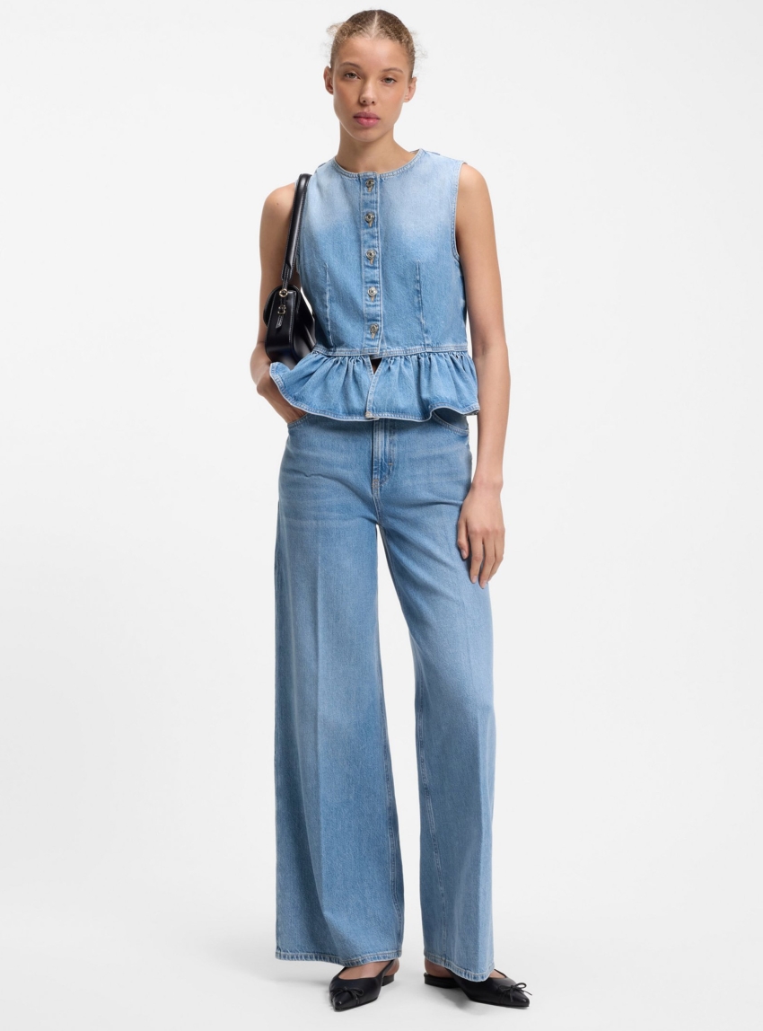 HUGO Wide-Leg-Fit Jeans In Light-Blue Denim  937_16 - Medium Aged Denim