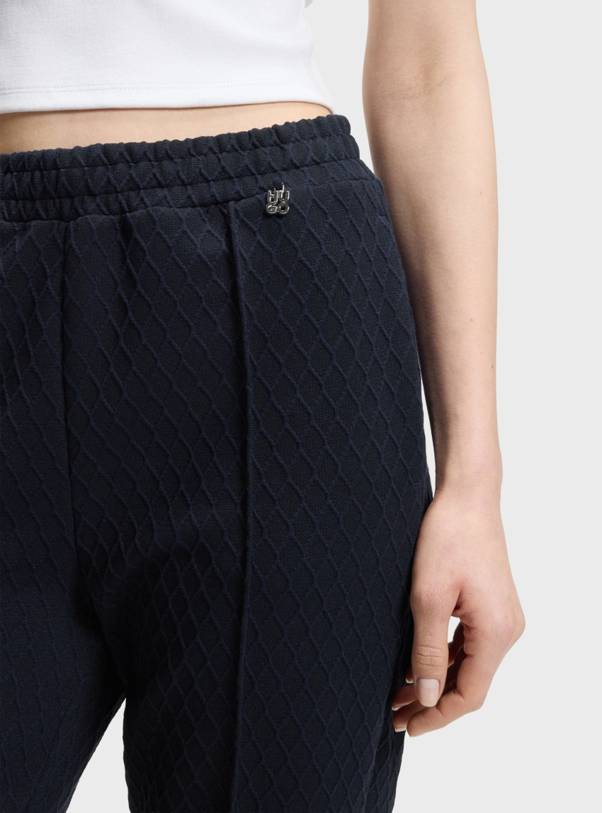 HUGO Straight-Fit Tracksuit Bottoms In Diamond Jacquard  Nadrid - Blue