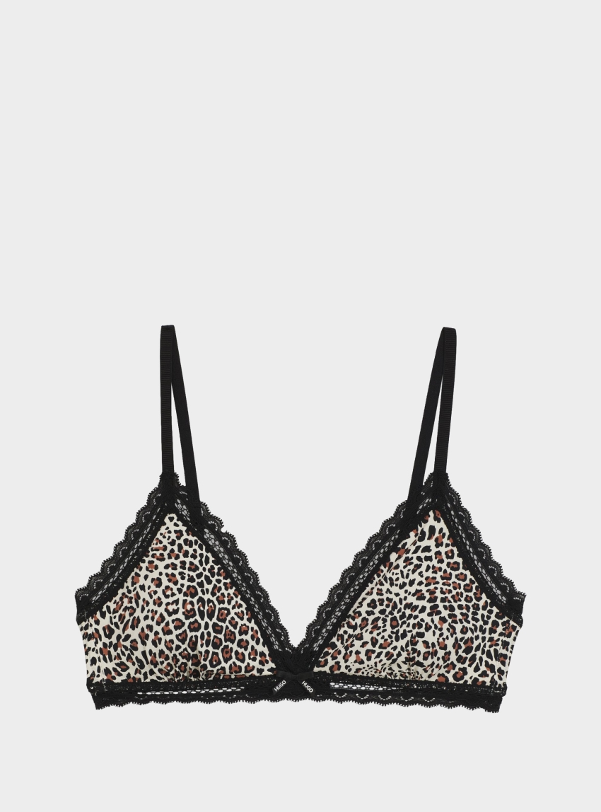 HUGO Triangle Bra With Lace Trims TRIANGLE UNIQUE - Animal Print