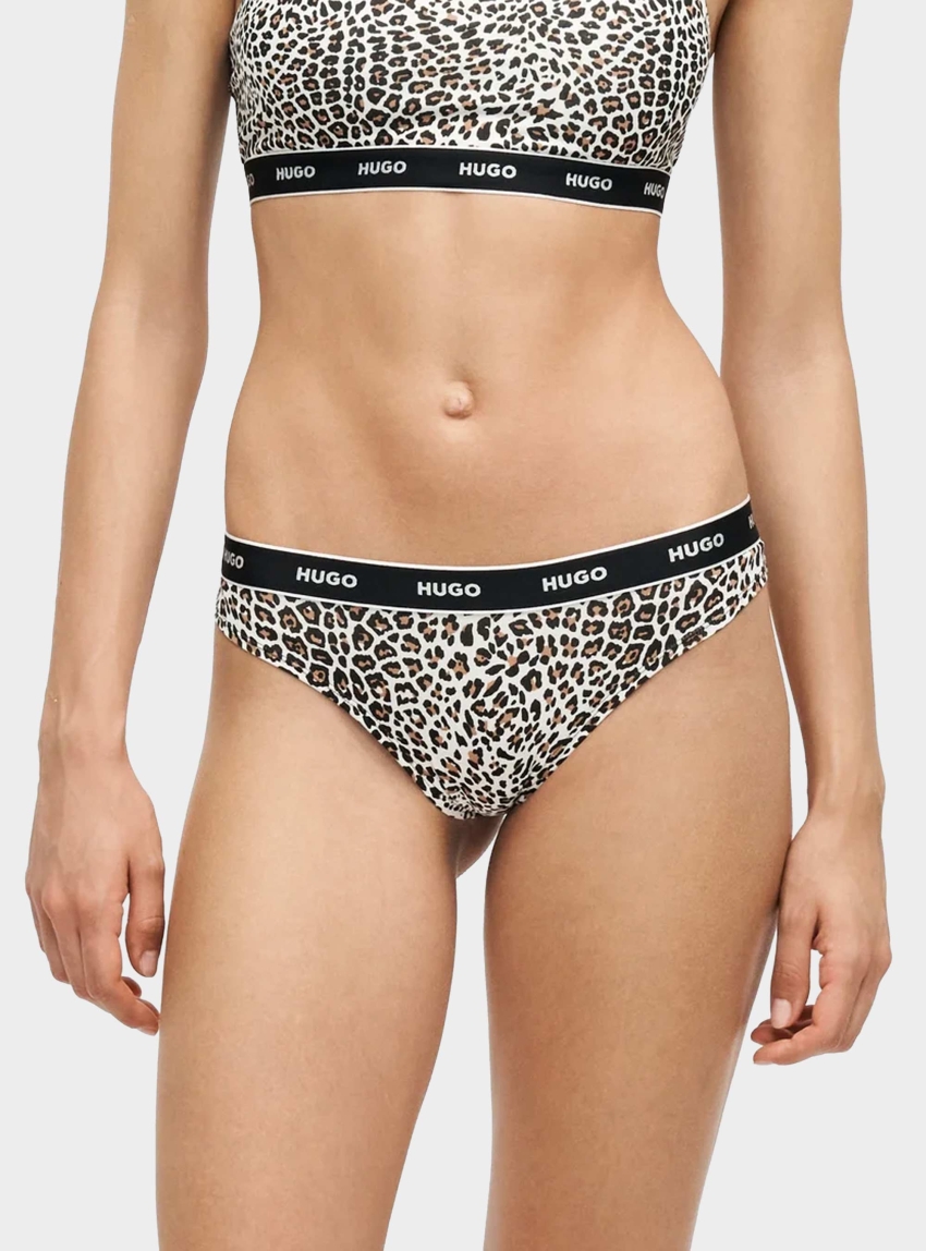 HUGO Three-Pack Of Stretch-Cotton Thongs With Logo Details  TRIPLET THONG DESIGN - Animal Print
