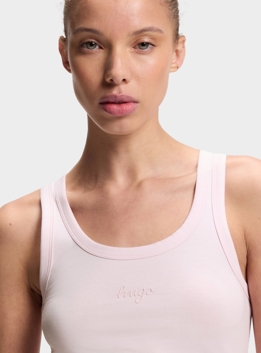 HUGO Extra-Slim-Fit Tank Top With Puff-Print Logo Damatank_B_1 - Pink