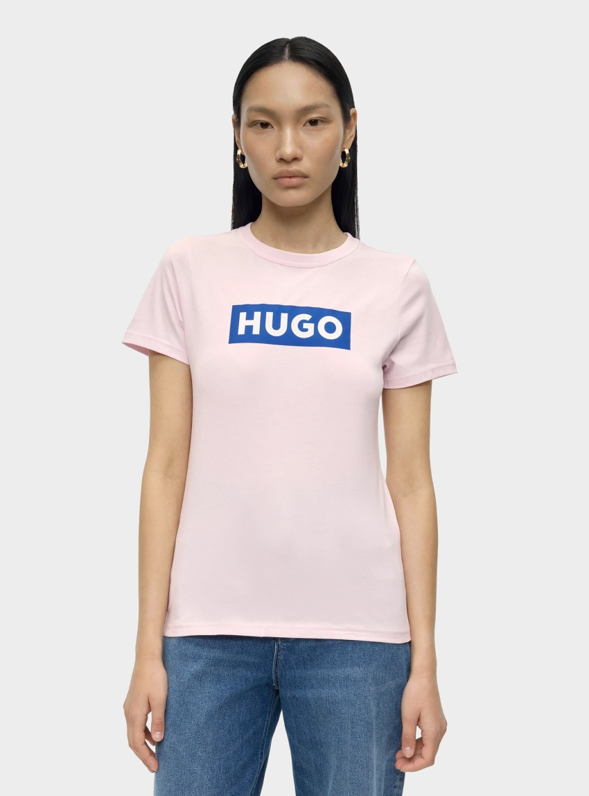 HUGO Slim-Fit T-Shirt In Cotton With Logo Print Classic Tee_B - Pink