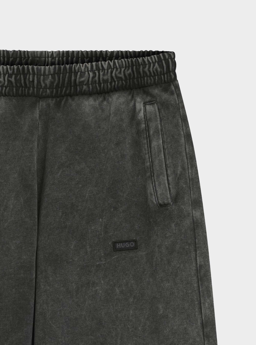 HUGO Wide-Leg Jogpants In Soft Cotton Blend Nopassa_B - Washed Black