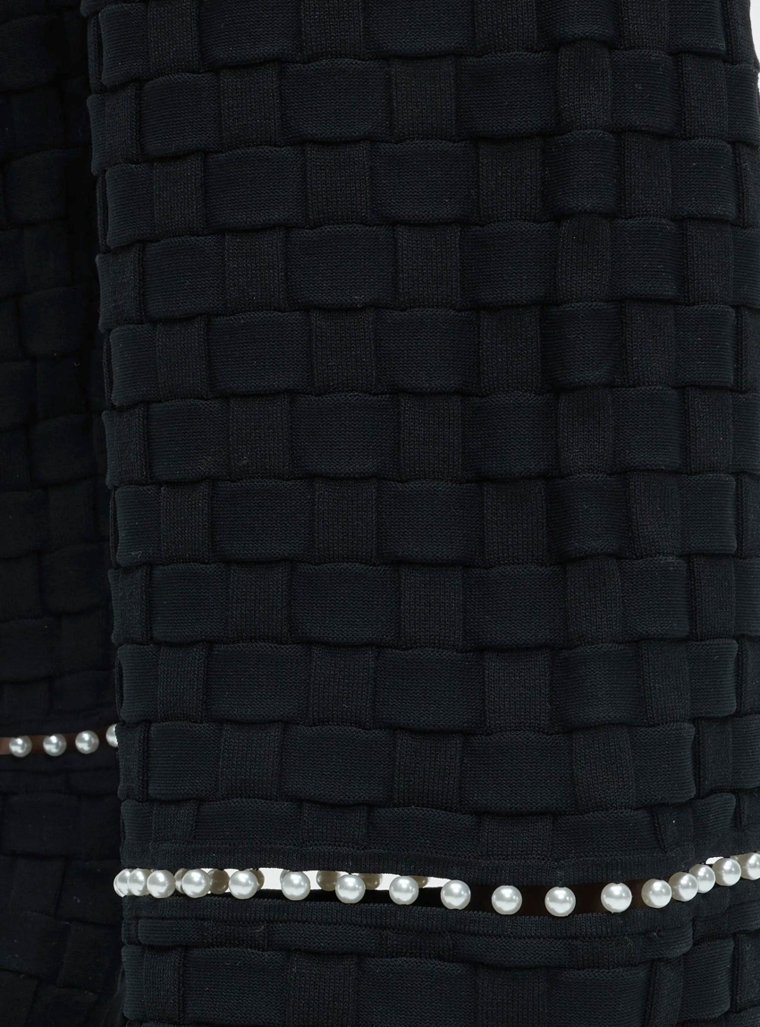 Karl Lagerfeld Pearl Detail Knit Pants - Black