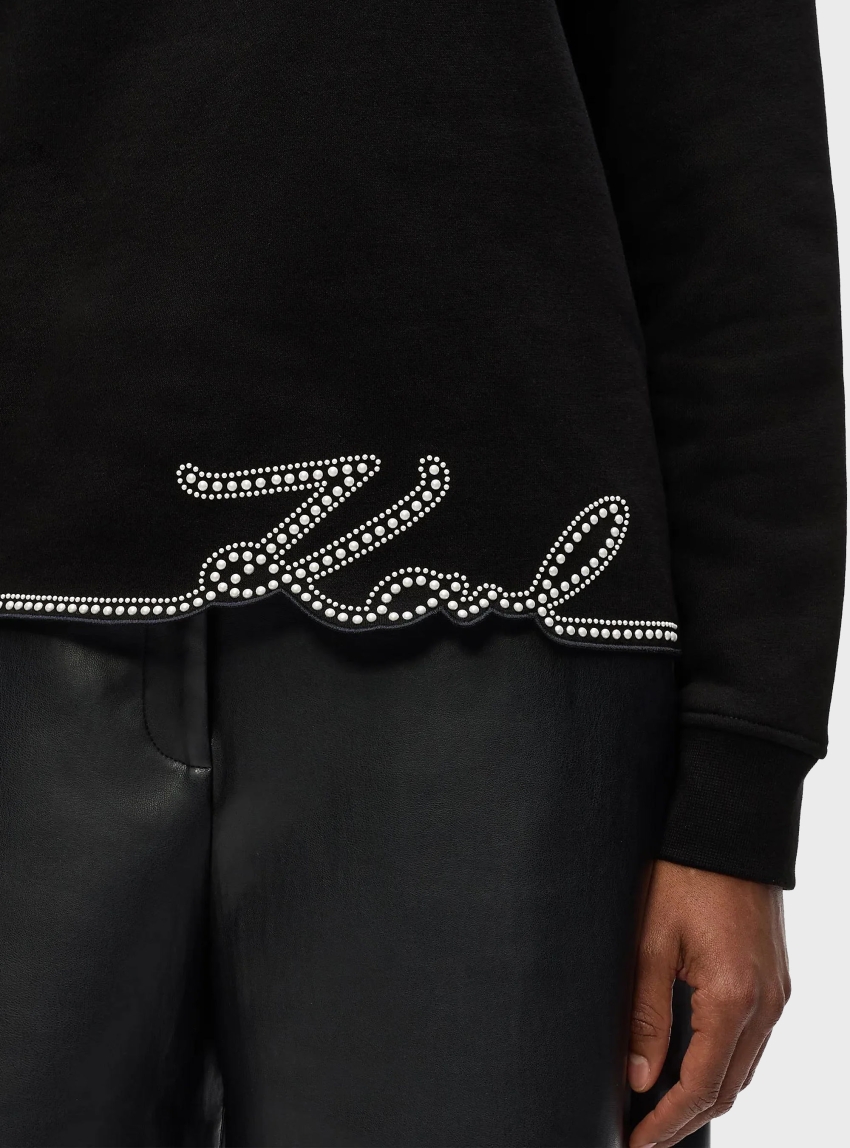 Karl Lagerfeld Signature Hem Sweatshirt - Black