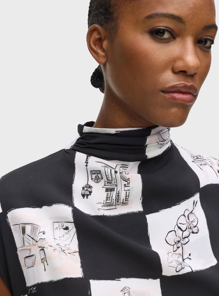 Karl Lagerfeld Printed Dress - Black & White