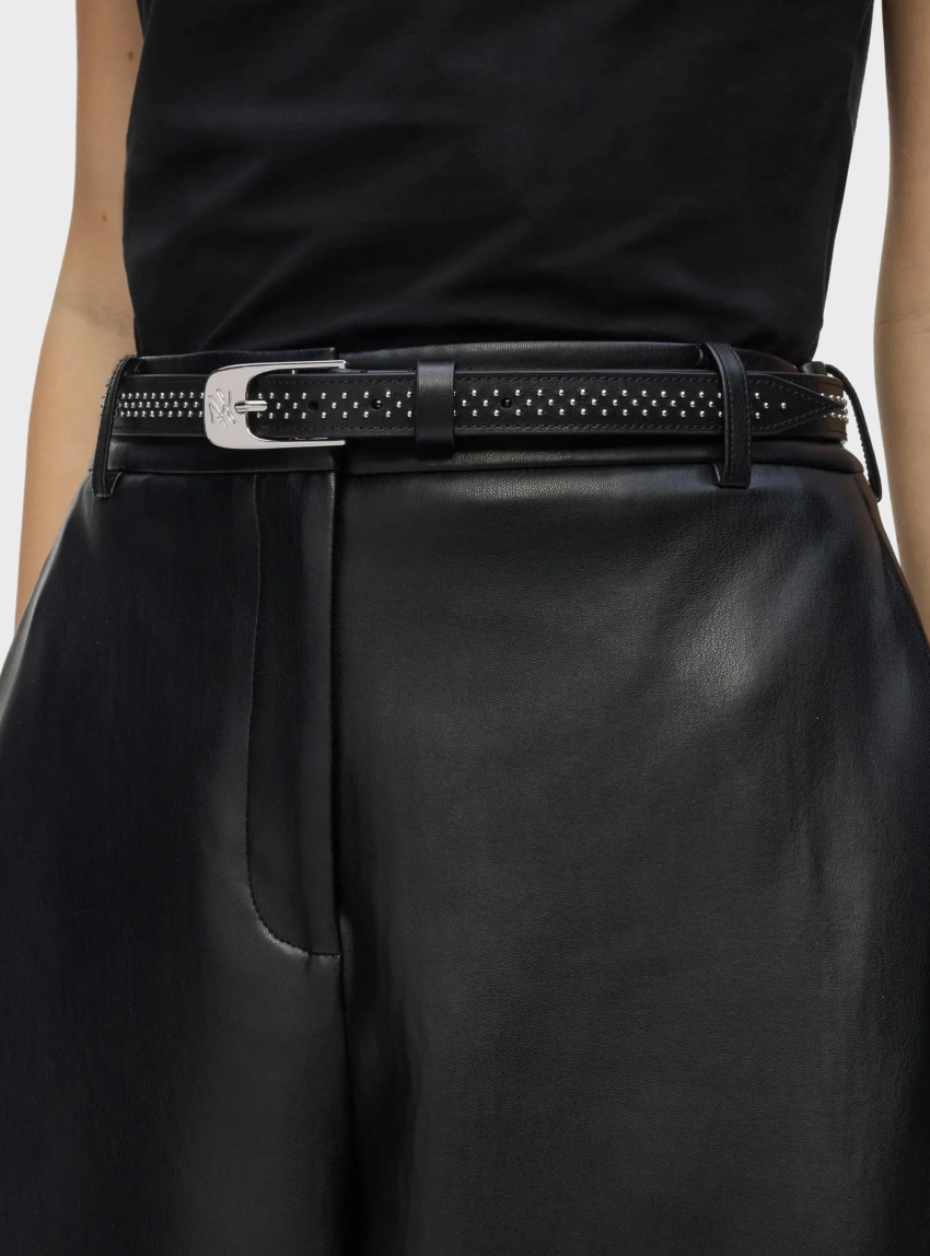 Karl Lagerfeld K/Autograph Studs Leather Belt - Black