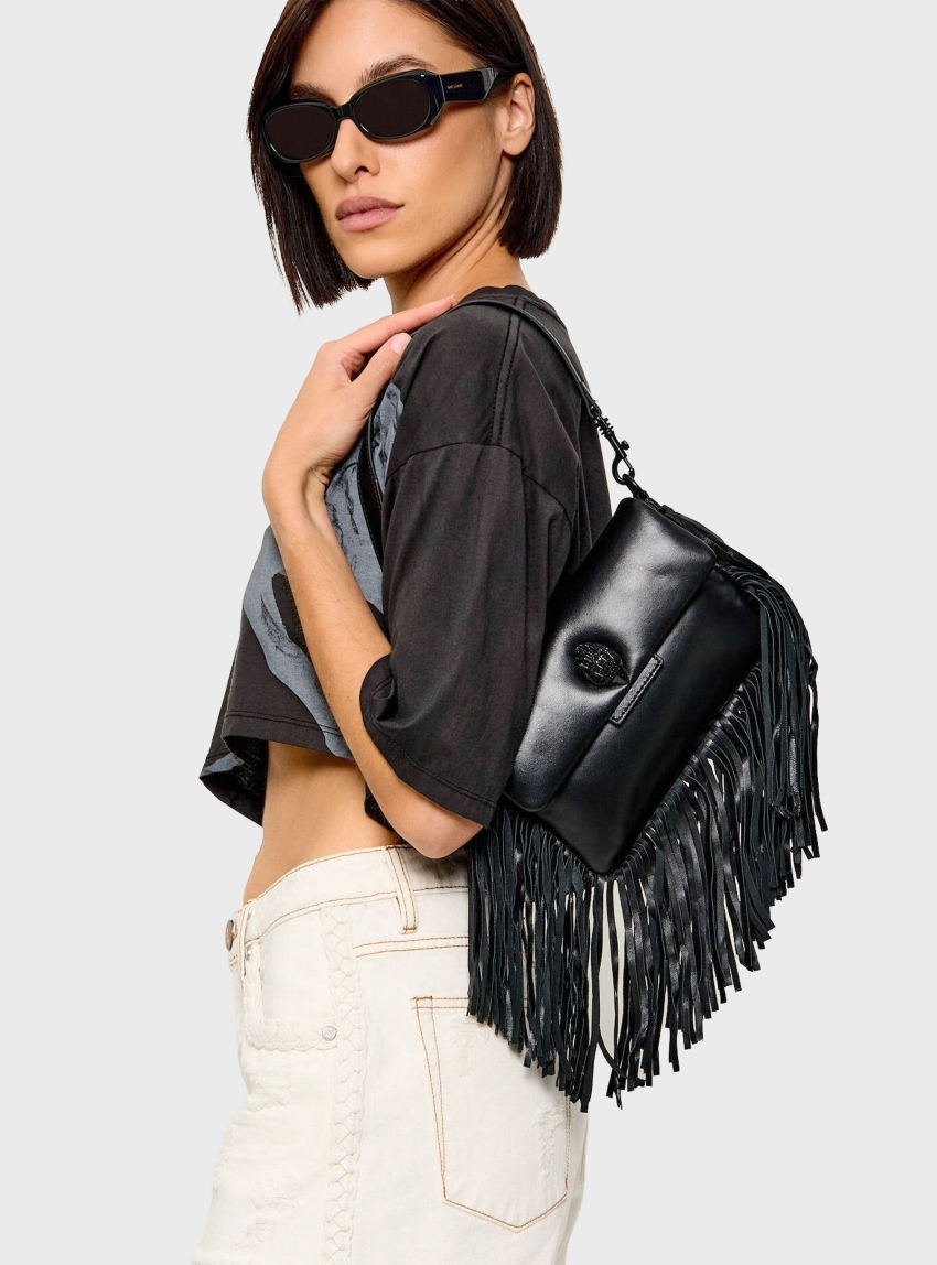 Kurt Geiger Oxford Fringe Drench Shoulder Bag - Black