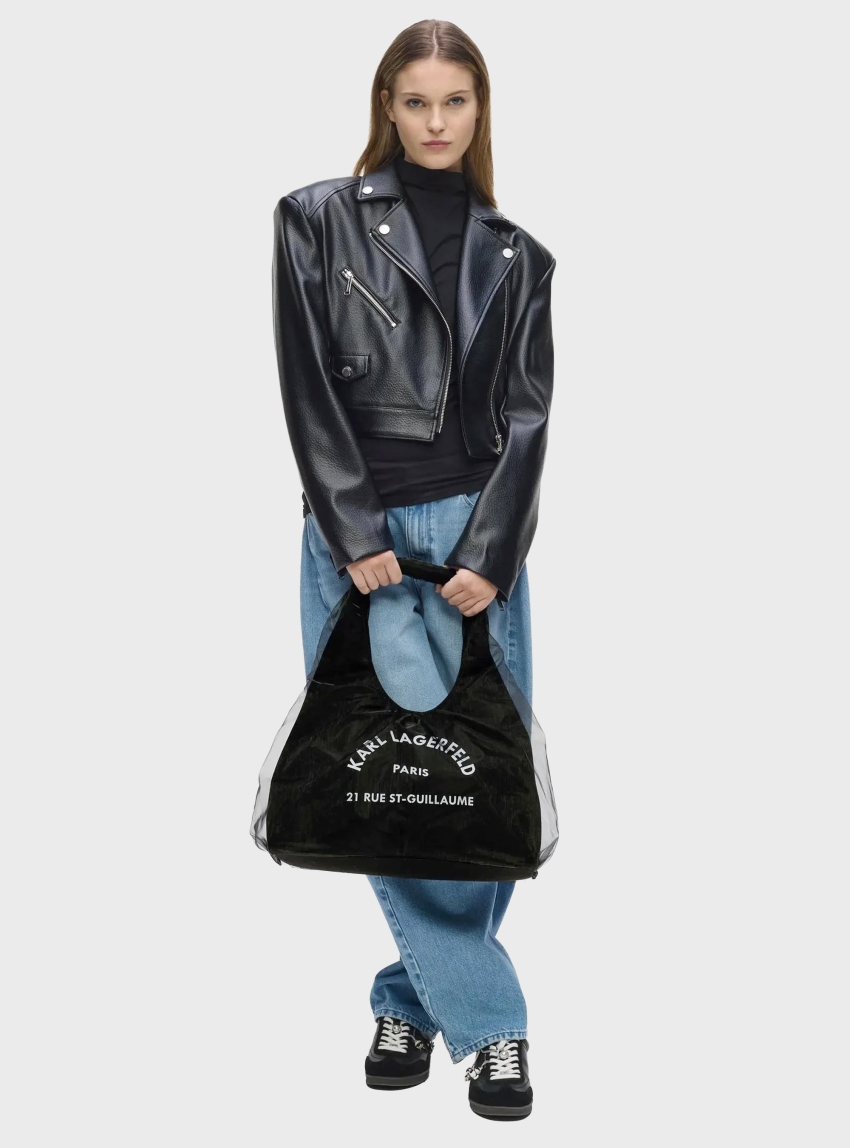 Karl Lagerfeld Rue St-Guillaume Sling Mesh Hobo Bag - Black
