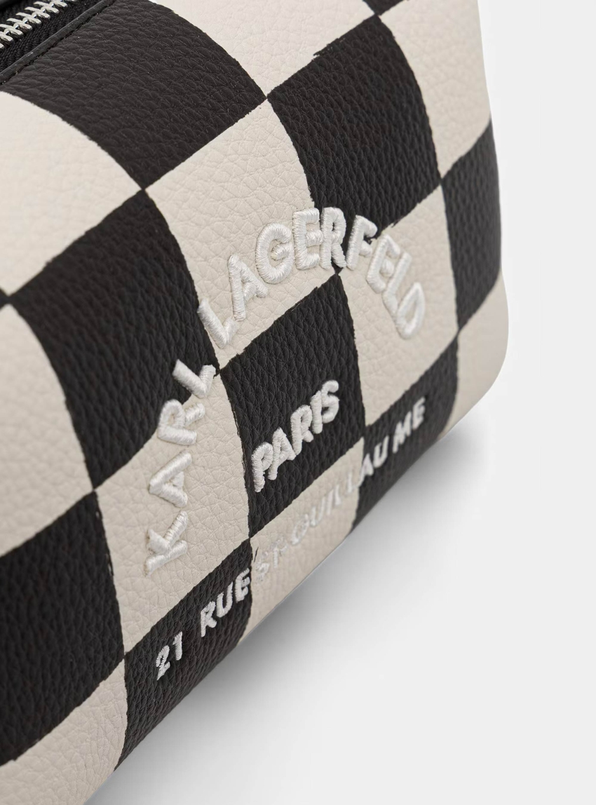 Karl Lagerfeld Rue St-Guillaume Checked Vanity Case - Black & White