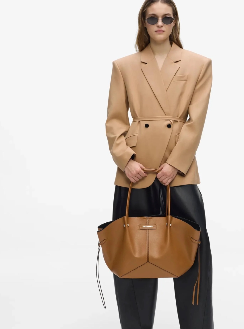 Karl Lagerfeld K/Pierced Medium Tote Bag - Camel