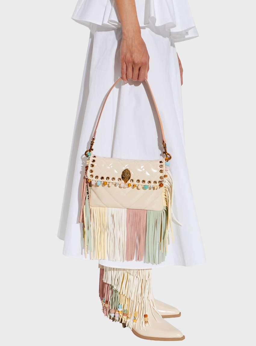 Kurt Geiger Small Oxford Fringe Shoulder Bag - Cream